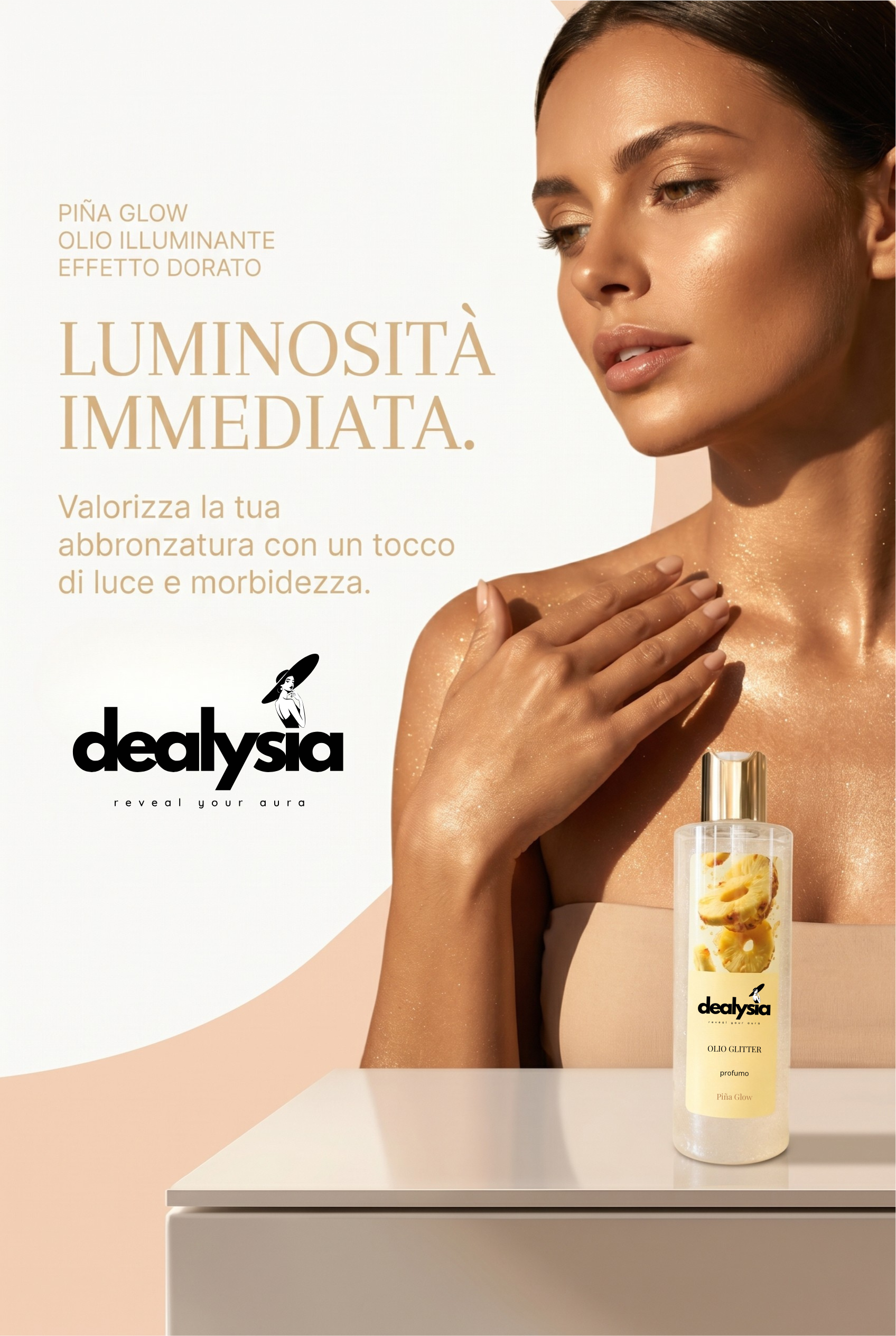 Il segreto che non può mancare insieme al tuo outfit per le tue serate estive. Olio illuminante idratante che ti renderà iconica e indimenticabile.